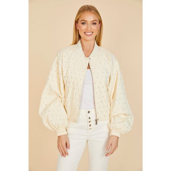 Dolce Cabo Jackets & Blazers - Dolce Cabo Jacket Bomber Embellished Balloon Sleeve Ivory NWT Large Bridal Boho